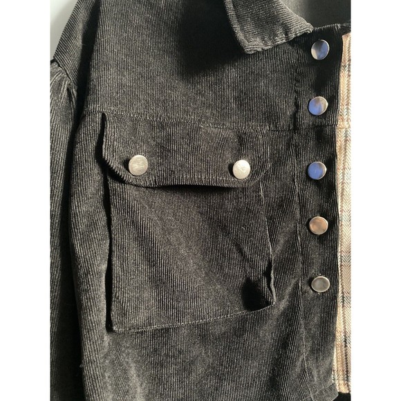 Shein Women's Black Tan Colorblock‎ Long Sleeve Button Up Cropped Jacket Size S - Picture 2 of 8